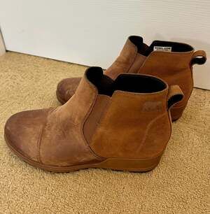 Sorel Women's Evie Pull-On Waterproof Suede Leather Wedge Ankle Bootie